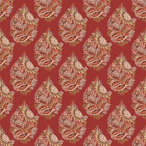 Indian red sunflower paisley (SMALL) 