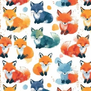 Rainbow watercolor foxes cute fox 