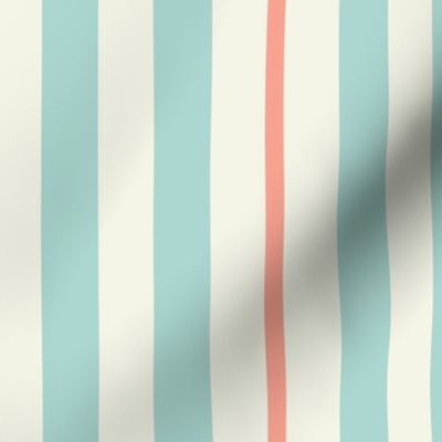 Seashells - Medium Stripes in aqua and coral