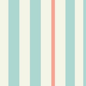 Seashells - Medium Stripes in aqua and coral