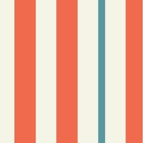 Seashells - Medium Stripes in blue and coral