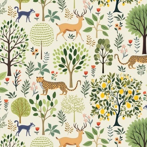 Wilding Wood on Cream Wallpaper - New