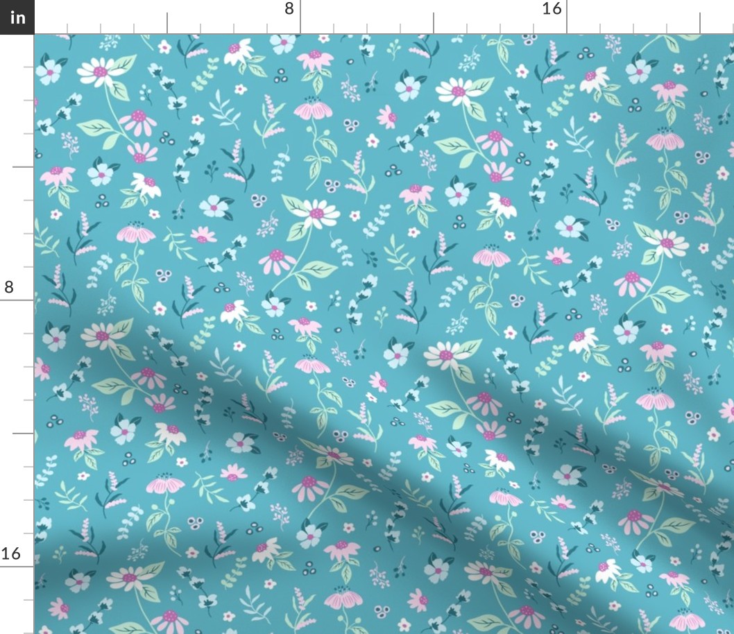 Daisy-turquoise and pink