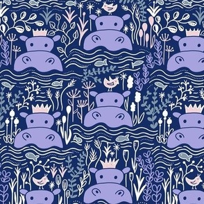 Hippo swimmers periwinkle dark small scale