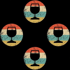 Retro Glass of Wine Icon Repeating Pattern Black