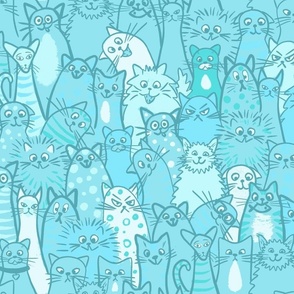 cat crowd - turquoise