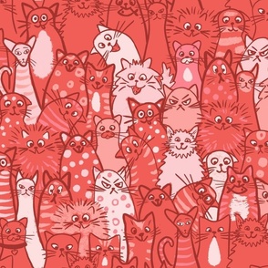 Cat crowd - red