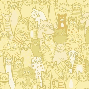 cat crowd - yellow