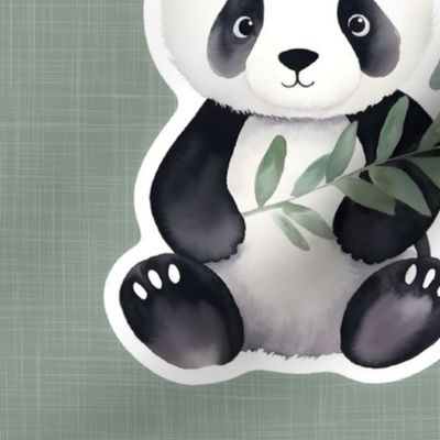 Panda Bear Sticker Panels Large 12x12 Cut and Sew Loveys or Wall Decals