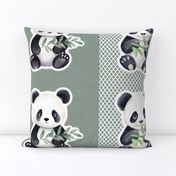 Panda Bear Sticker Panels Large 12x12 Cut and Sew Loveys or Wall Decals