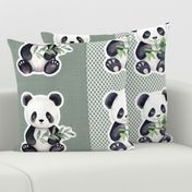 Panda Bear Sticker Panels Large 12x12 Cut and Sew Loveys or Wall Decals