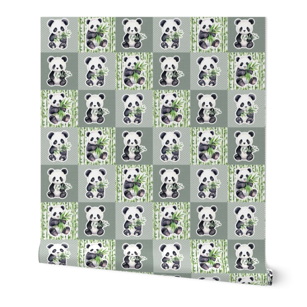 Panda Bear Sticker Panels 4x4 Patchwork for Cheater Quilts Cut and Sew Crafts
