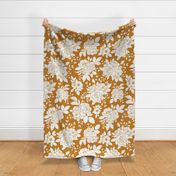 Large - Traditional and elegant simple roses - Desert Sun (dark orange yellow) and white with subtle texture - golden brown - Boho Wedding Flowers Floral Shabby Chic Silhouette Cottage core