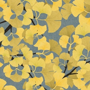 Yellow Gingko Tree Leaves - large -21”