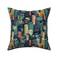 Urban Jungle: Stylized Cityscape Seamless Pattern