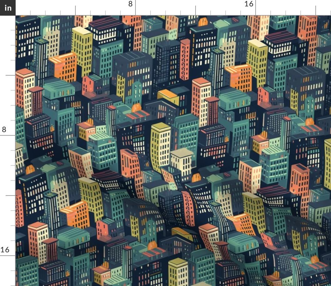 Urban Jungle: Stylized Cityscape Seamless Pattern