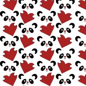 Pandas and Red Hearts- Valentines Day small 