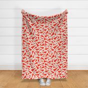 Jumbo XL Scale // Scattered Red Triangles on Cream Background / Watercolor Painted Geometric Tossed Triangle Print