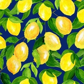 Lemons hand painted lemon tree green yellow, Medium Scale _ Bloomwild Design