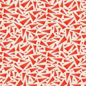 Smaller Scale // Scattered Red Triangles on Cream Background / Watercolor Painted Geometric Tossed Triangle Print