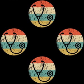 Retro Stethoscope Doctor Nurse Icon Repeating Pattern Black