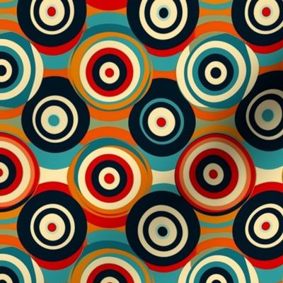 Bullseye Target Retro Seamless Pattern in Vibrant Hues