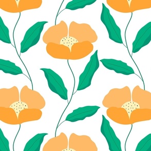 Medium//simple flower - orange - white background 