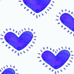 Blue heart Valentine's Day pattern, watercolor 