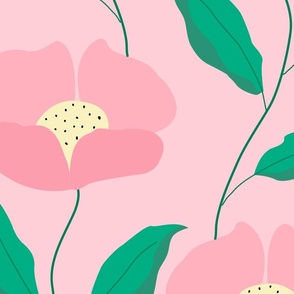 Big//simple flower - pink - pink background 