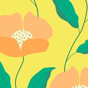 Big//simple flower - orange - yellow background 