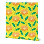 Medium//simple flower - orange - yellow background 