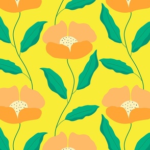 Medium//simple flower - orange - yellow background 
