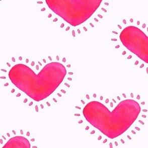 Valentine's day pink heart pattern in watercolor
