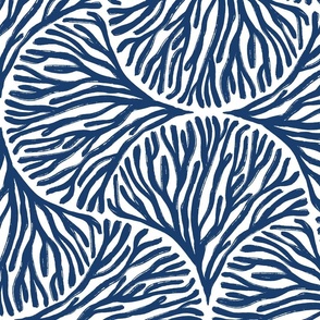 Coral Fan Ogee large navy and white 