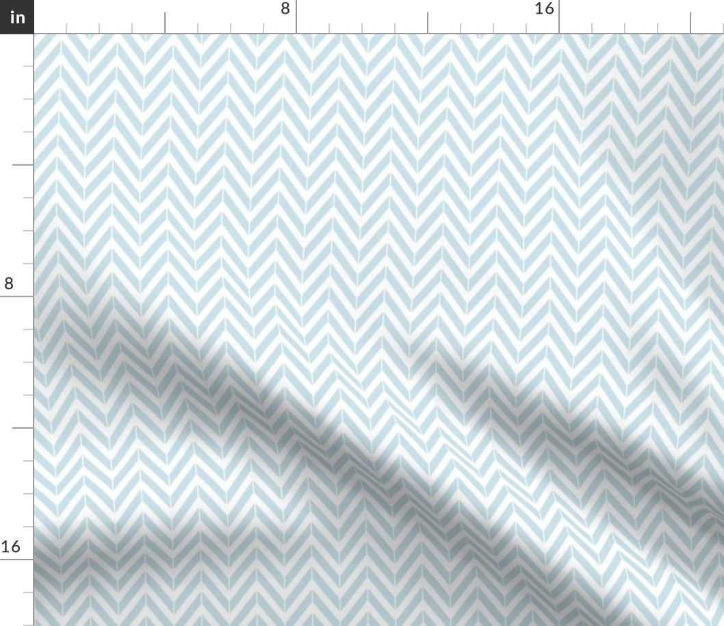 Classic Herringbone in Neutral Faded Blue and White 