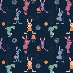 Bunnies and Basketball (Small -Blue)