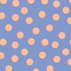 Peach Fuzz polka dots on Light Blue