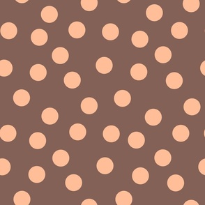 Peach Fuzz polka dots on Light Brown