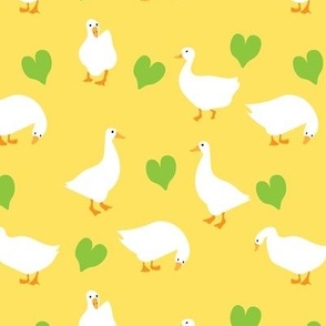 M. Country Geese & Green Hearts on Sunshine Yellow