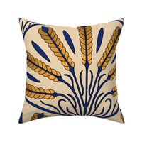 Breaking Bread 4: Art Deco Wheat in Blue and Tan