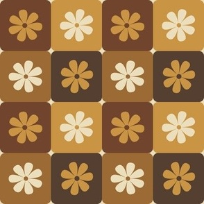 Retro Checkered Floral-Brown