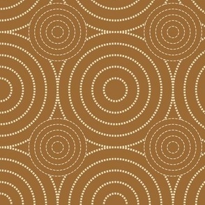 Retro Dotted Circles-Raw Sienna-Large Scale