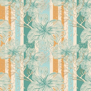 retro floral pattern yellow-green vintage