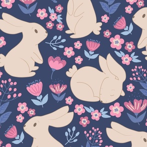 bunnies and flower - Easter design A