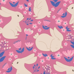 bunnies and flower - Easter design B