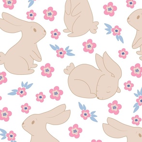 bunnies and flower - Easter design F