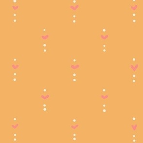 Poppy Fields - Heart and Dots - Mustard with Pink Hearts - Medium  