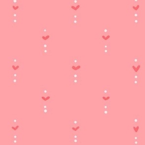 Poppy Fields - Heart and Dots - Marshmallow Pink with Passion Pink Hearts - Medium 