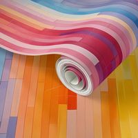 Jumbo Rainbow Plank Vertical Colorful Stripes Digital Art