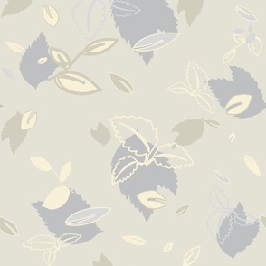 Lacey Rose Neutral Blue Leaves